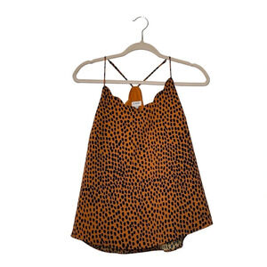 J. Crew Leopard Scalloped Cami Top Orange Black Criss Cross Blouse Size 2